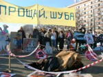 People Rush to Give Up Their Fur Coats at the Farewell to Fur Coats Demonstration